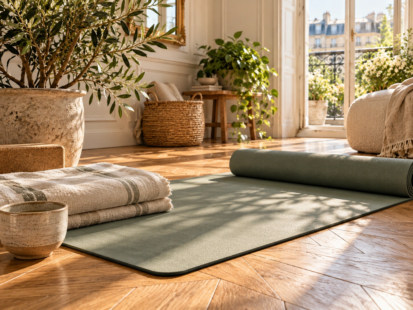 Illustration de Préparer son espace de yoga à la maison